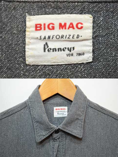 60's BIGMAC マチ付き ブラックシャンブレーシャツ