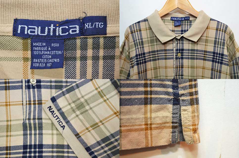 90's NAUTICA チェック柄 S/S ポロシャツ - used&vintage box Hi-smile