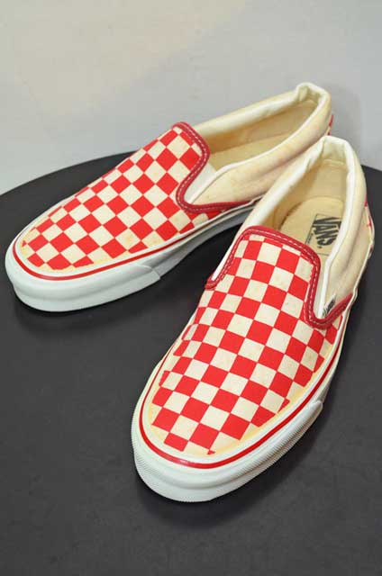 90 S Vans チェッカーフラッグ柄 Slip On Made In Usa Used Vintage Box Hi Smile