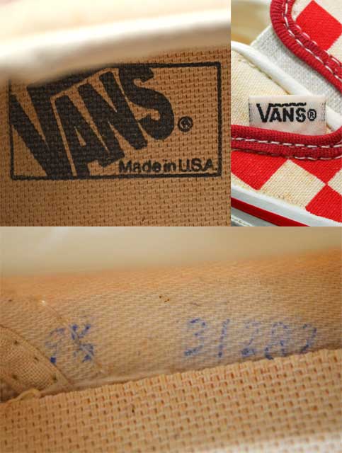 90 S Vans チェッカーフラッグ柄 Slip On Made In Usa Used Vintage Box Hi Smile