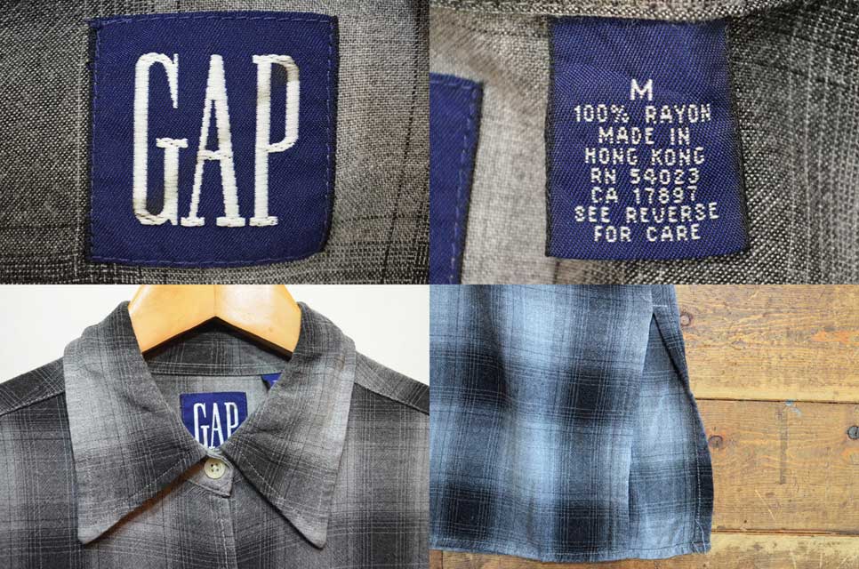 90s old gap 短丈シャツ　オンブレチェックシャツ　長袖　cityboy