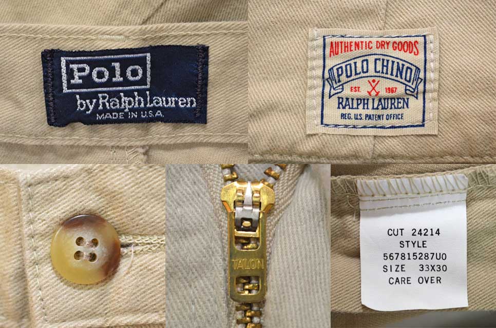 90's Polo Ralph Lauren 2タック チノトラウザー “KHAKI / MADE IN USA 