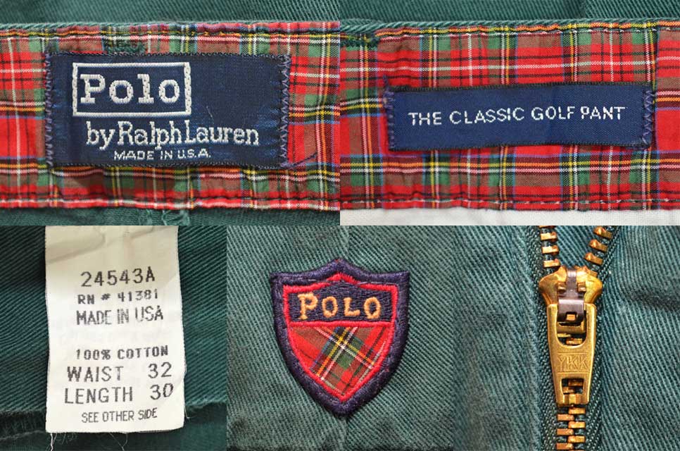 90's Polo Ralph Lauren 2タック チノトラウザー “GREEN / MADE IN USA