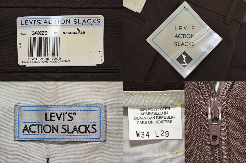 90's Levi's ACTION SLACKS “34×29 / DEADSTOCK” - used&vintage box 