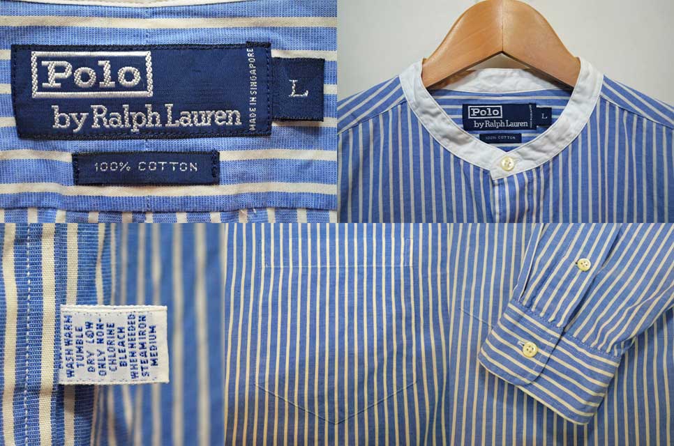 Polo Ralph Lauren ストライプ柄 バンドカラーシャツ - used&vintage 