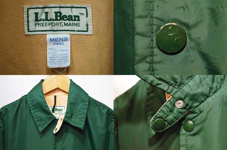 80s L.L.Bean Nylon Coach Jacket チンスト 緑sevenbyseven