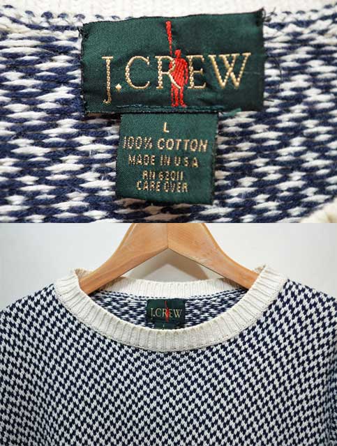 90's J.CREW 総柄 コットンニット “MADE IN USA” - used&vintage box 