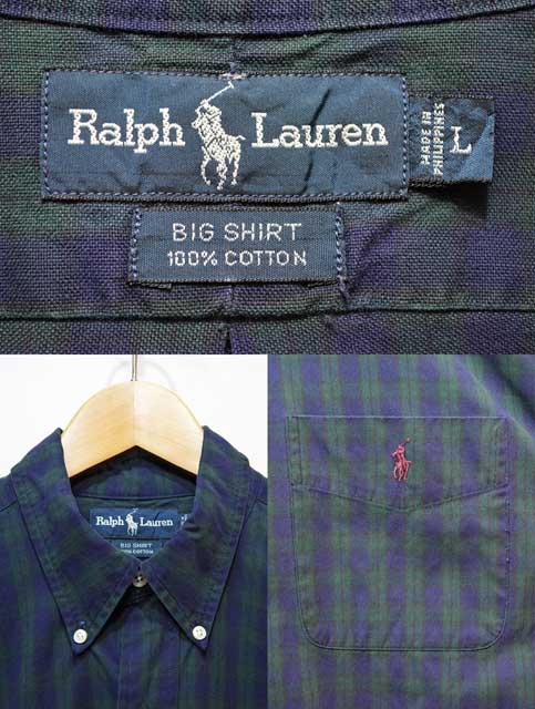 90's Polo Ralph Lauren ブラックウォッチ柄 BDシャツ “BIG SHIRT 