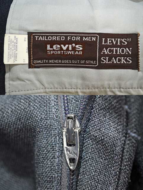 80's Levi's ACTION SLACKS “CHARCOAL NAVY” - used&vintage box Hi-smile