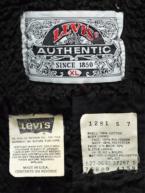 90's Levi's ブラックデニムボアジャケット - used&vintage box Hi-smile