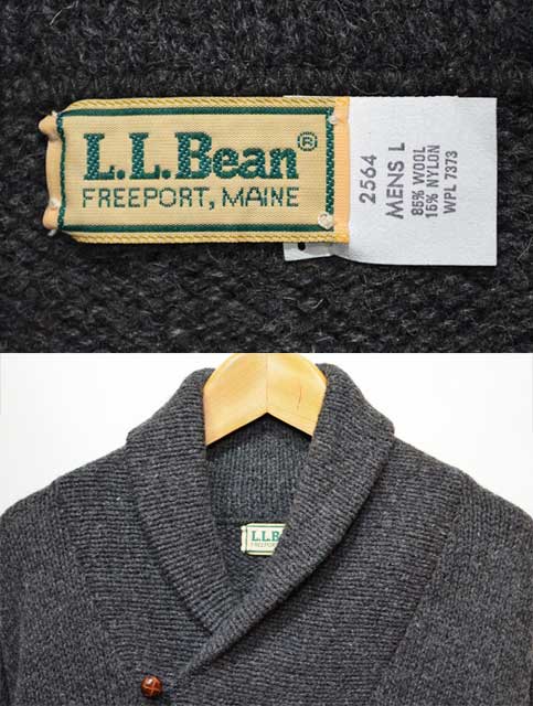 90's L.L.Bean ショールカラーウールニット “MADE IN USA” - used&vintage box Hi-smile