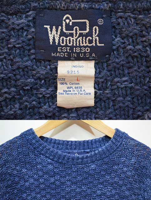 80's Woolrich コットン インディゴニット “MADE IN USA