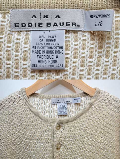 最新情報 AKA 90's Eddie リネンニット ヘンリーネック Bauer 男性用