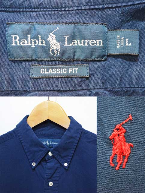 Polo Ralph Lauren コットンツイル ボタンダウンシャツ “NAVY 