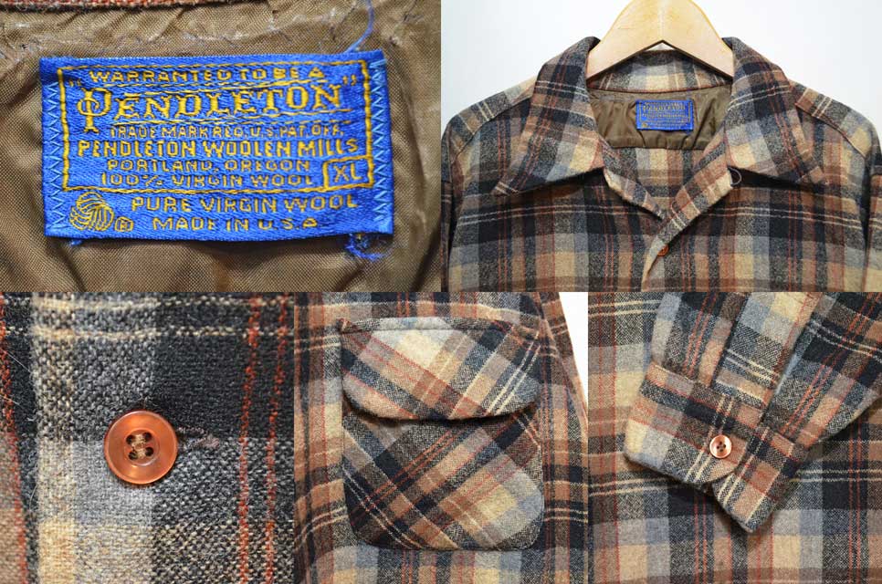 70's Pendleton ウールシャツ “ブラウンベース” - used&vintage box Hi 
