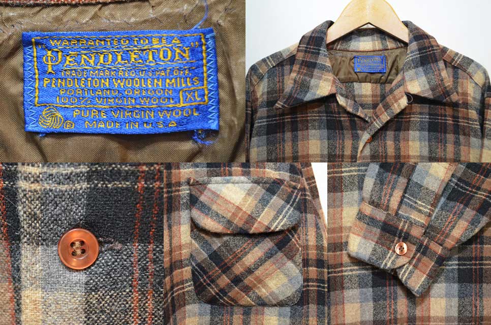 70's Pendleton ウールシャツ “ブラウンベース” - used&vintage box Hi-smile