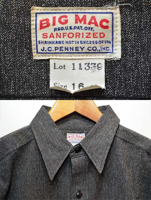 50's BIG MAC ブラックシャンブレーシャツ “DEADSTOCK” - used&vintage 