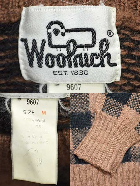 80's Woolrich チェック柄 ウールニット - used&vintage box Hi-smile