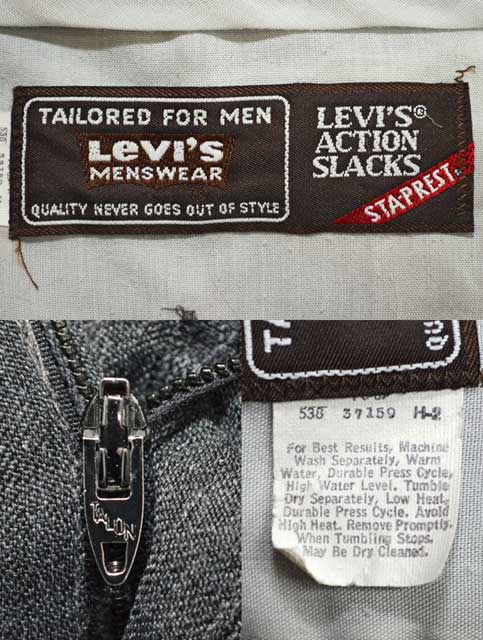 's Levi's ACTION SLACKS “CHARCOAL GRAY / TALON ZIP