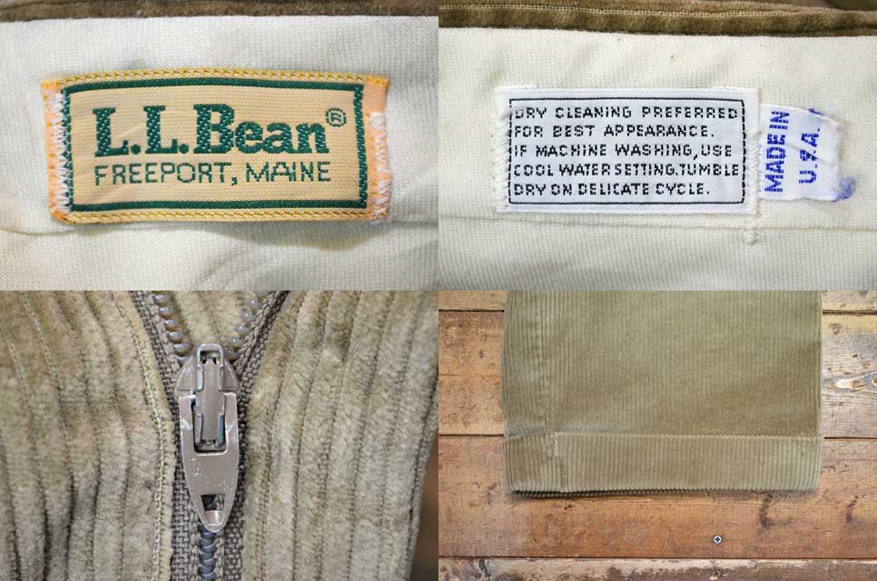 80s USA製 LLBean コーデュロイパンツ 2タック ベージュ w33