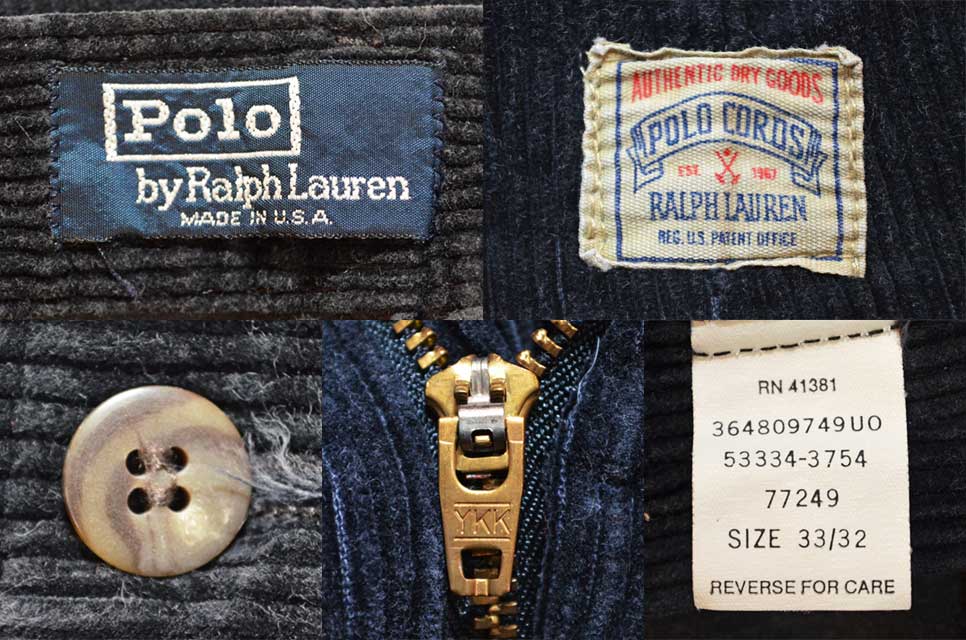 90's Ralph Lauren 太畝コーデュロイパンツ “POLO CORDS / MADE IN USA”