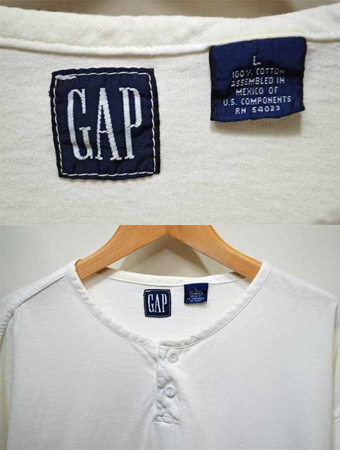 90's OLD GAP S/S ヘンリーネックカットソー - used&vintage box Hi-smile