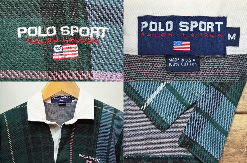 公式新作 激レアカラー90s VINTAGE POLO SPORT 切替ラガーシャツ