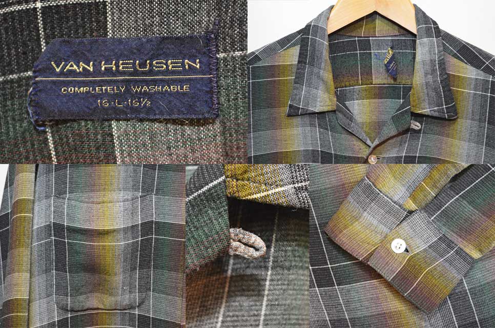 希少 60s ビンテージ オープンカラーシャツ オンブレ VAN HEUSEN-