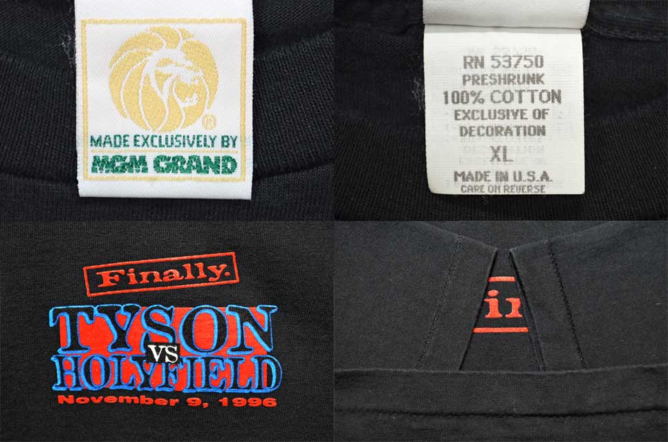 1996's TYSON VS HOLYFIELD プリントTシャツ “MADE IN USA 