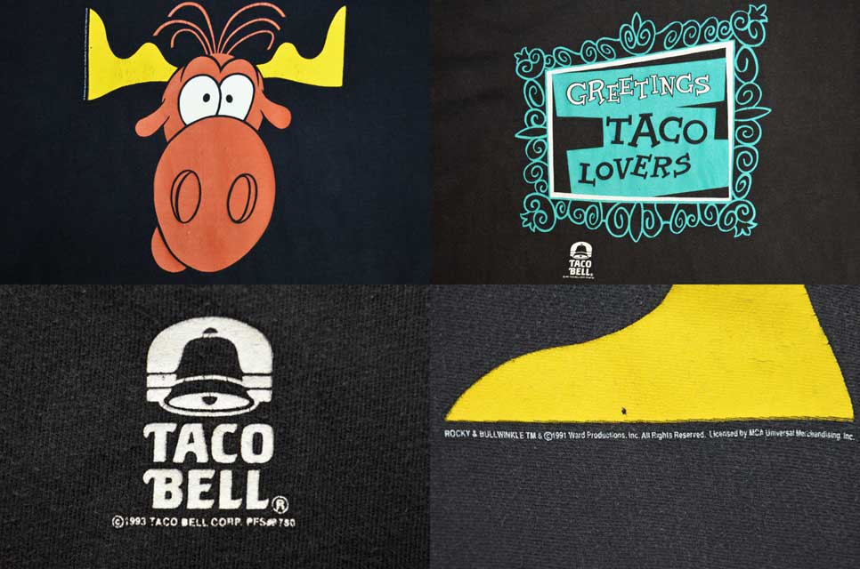 90's TACO BELL × ROCKY&BULLWINKLE プリントTシャツ “MADE IN USA 