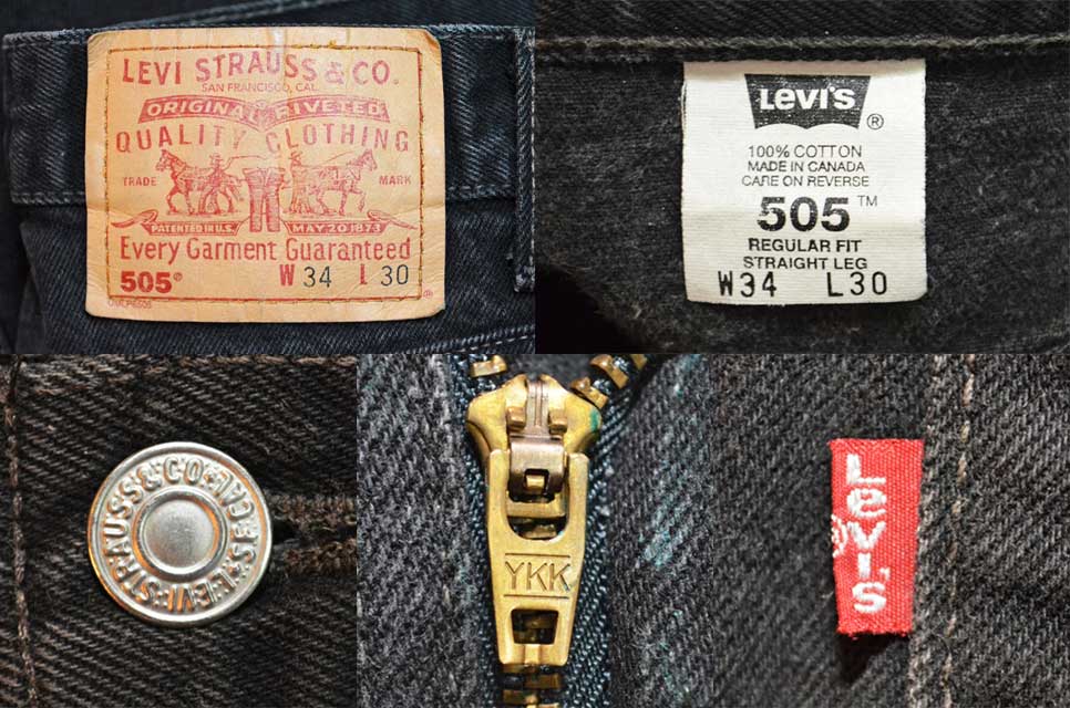 90's Levi's 505 ブラックデニムパンツ “W34 L30 / MADE IN CANADA”