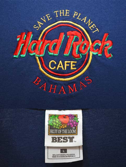 90-00's Hard Rock Cafe ロゴ刺繍Tシャツ - used&vintage box Hi-smile