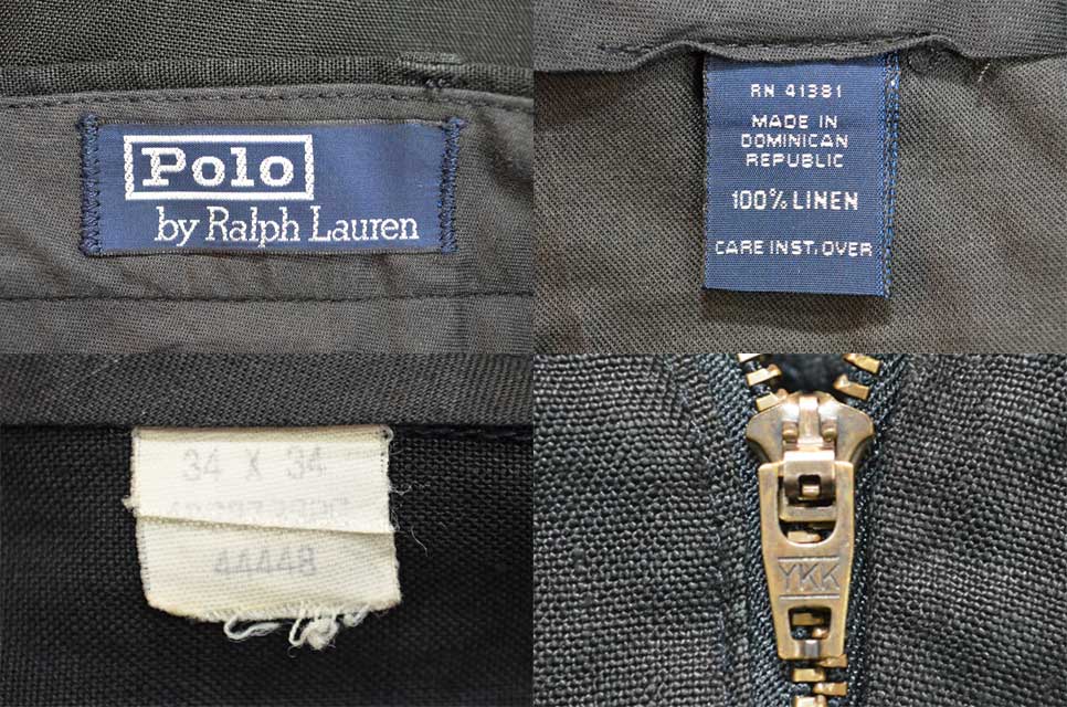 90's POLO Ralph Lauren 2タック リネントラウザー “BLACK”