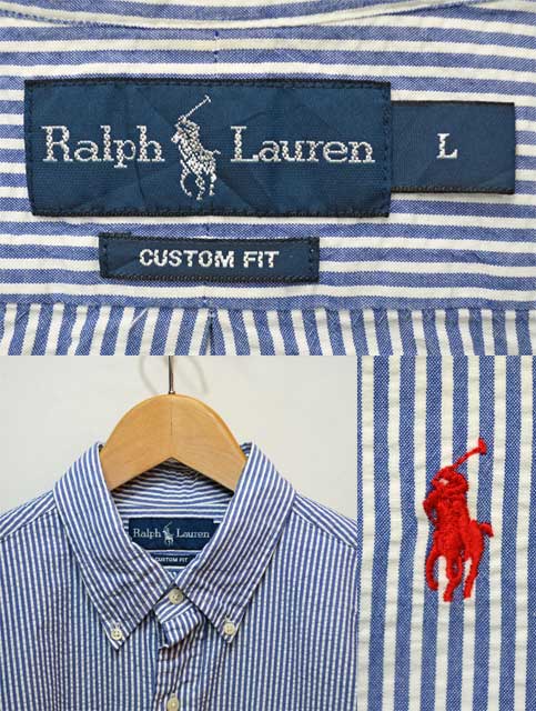 POLO Ralph Lauren S/S ボタンダウンシャツ “シアサッカー” - used&vintage box Hi-smile