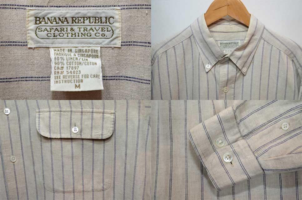 90's BANANA REPUBLIC マルチストライプ柄 ボタンダウンシャツ ...