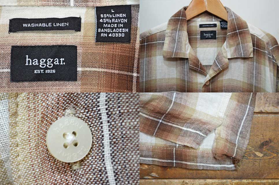 90's Haggar S/S オープンカラーシャツ “オンブレチェック柄 / LINEN×RAYON” - used&vintage box