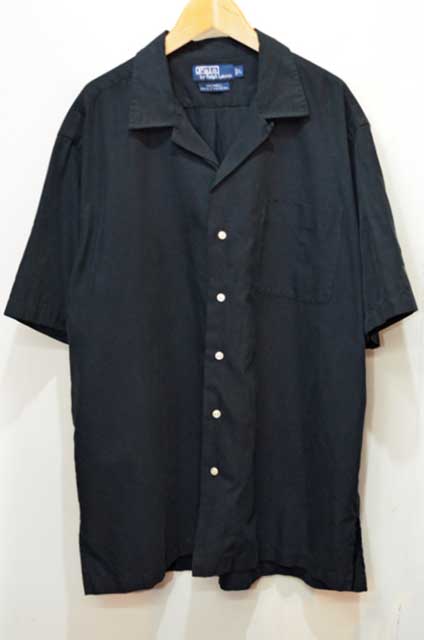 90's Polo Ralph Lauren S/S オープンカラーシャツ “BLACK / SILK×COTTON” - used