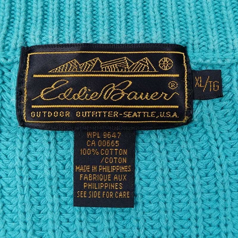 80s eddie bauer 黒タグ　コットン　ベスト　バッチ