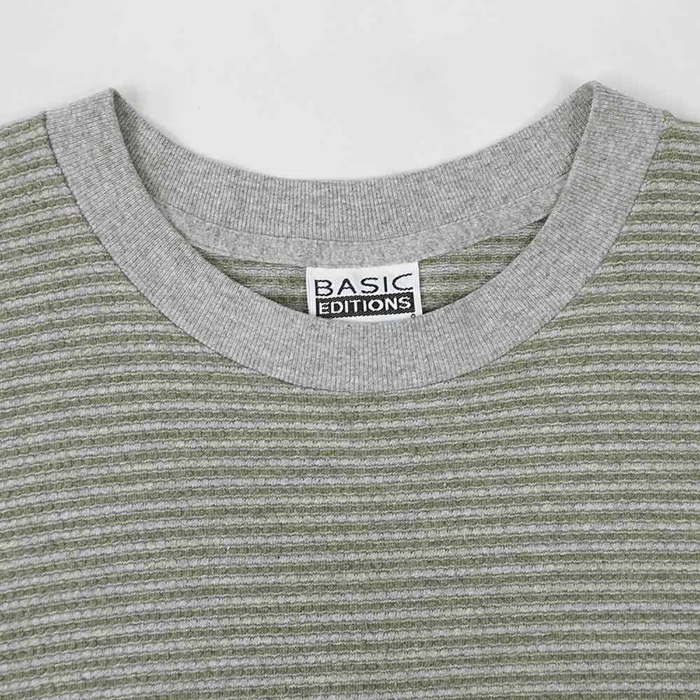 90's BASIC EDITIONS マルチボーダーTシャツ “MADE IN USA / OLIVE 