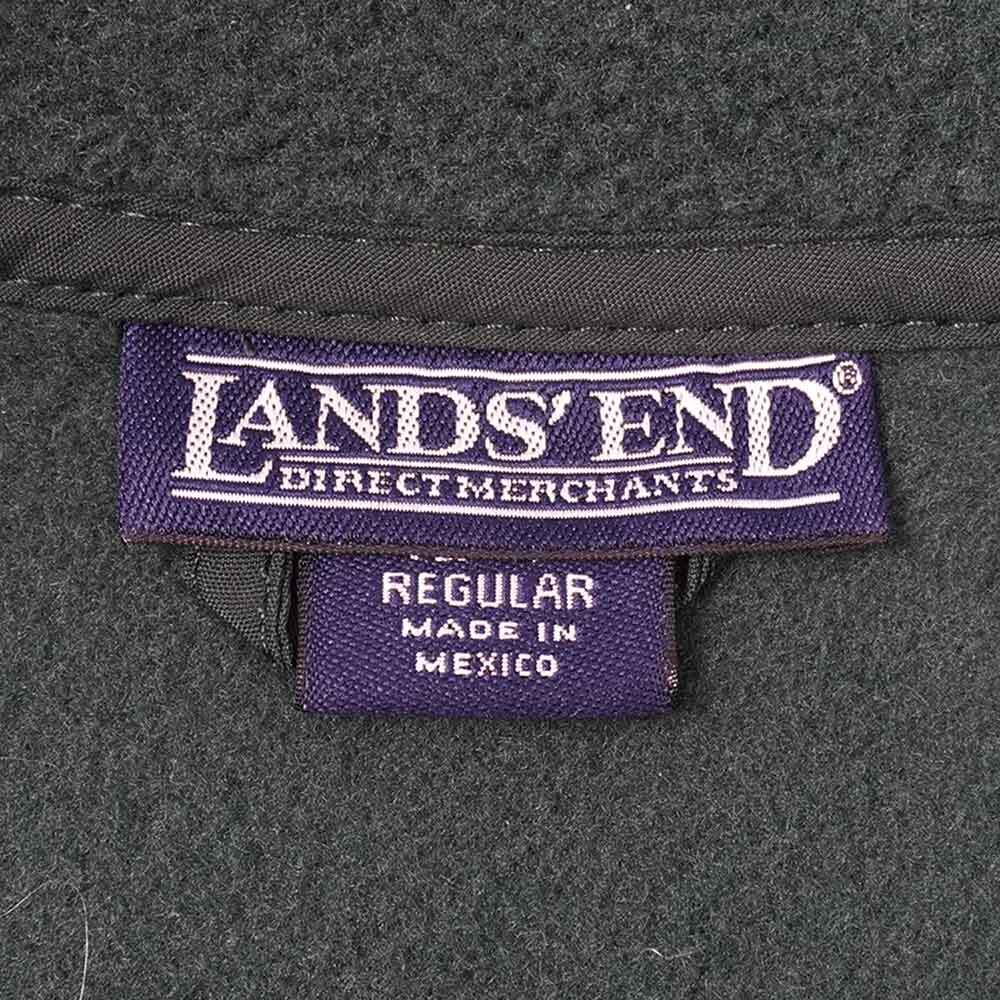 LANDS' END ランズエンド フリースベスト アウトドア 無地 グリーン (メンズ S)   O5741