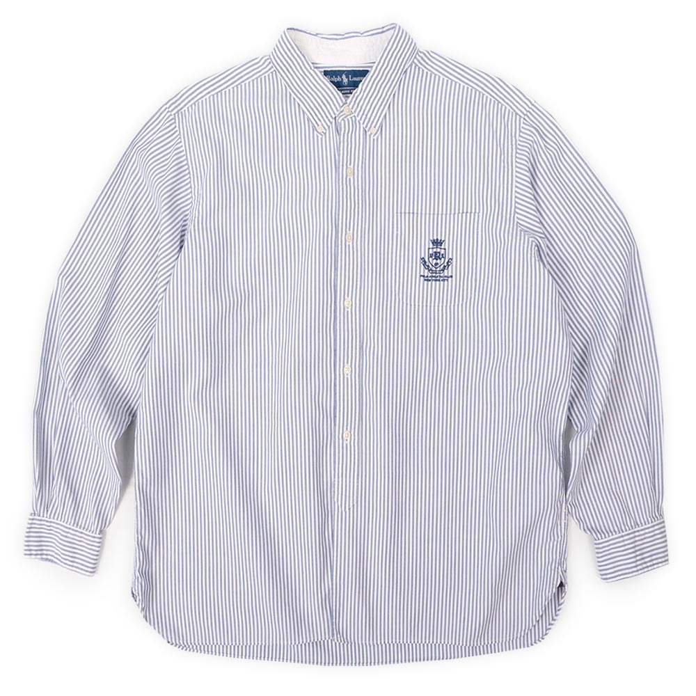 00's Polo Ralph Lauren ストライプ柄 マチ付きボタンダウンシャツ 