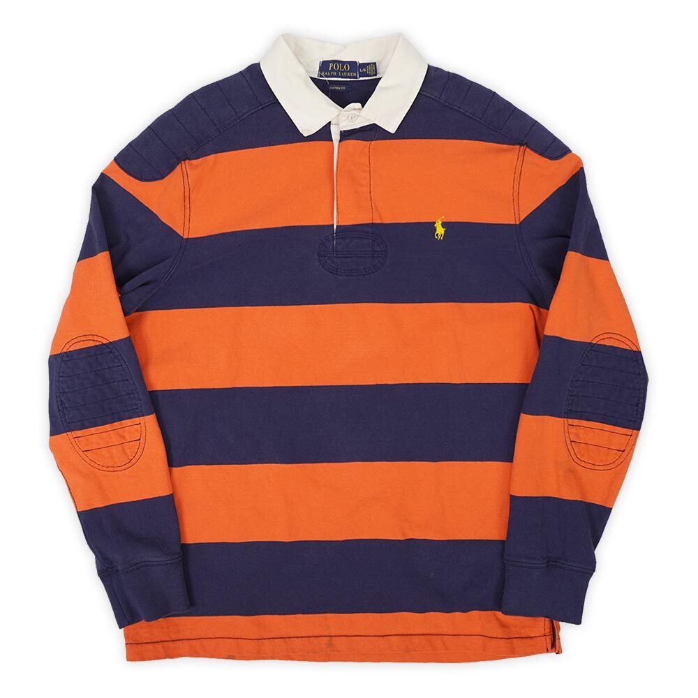 00's Polo Ralph Lauren ワイドボーダー柄 ラガーシャツ “Orange × Navy”