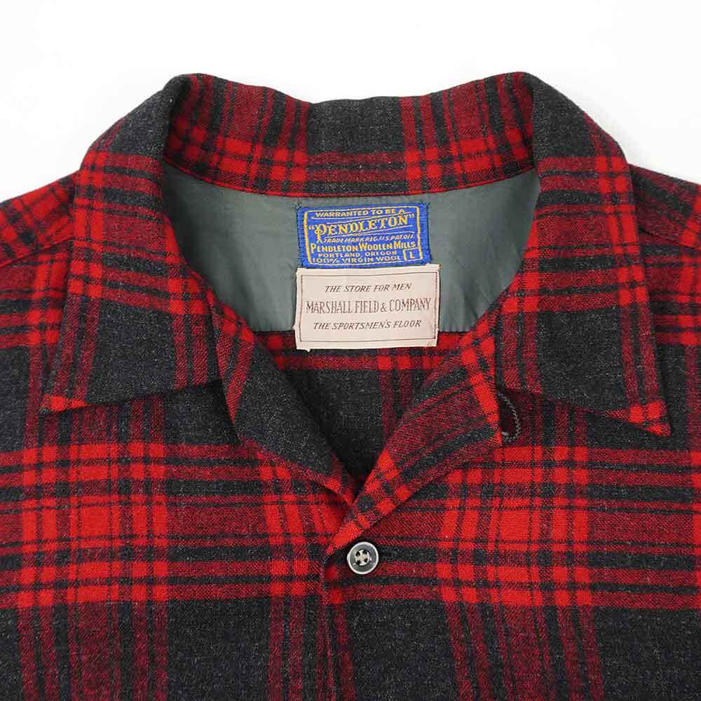 50's Pendleton オープンカラー ウールシャツ “Black × Red Plaid