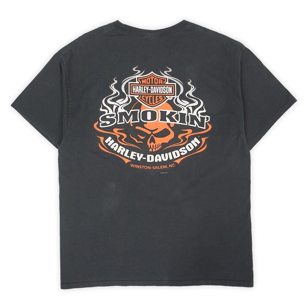 00's HARLEY-DAVIDSON 両面プリントTシャツ “SKULL × FLAME