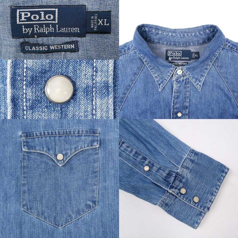 90's Polo Ralph Lauren デニムウエスタンシャツ