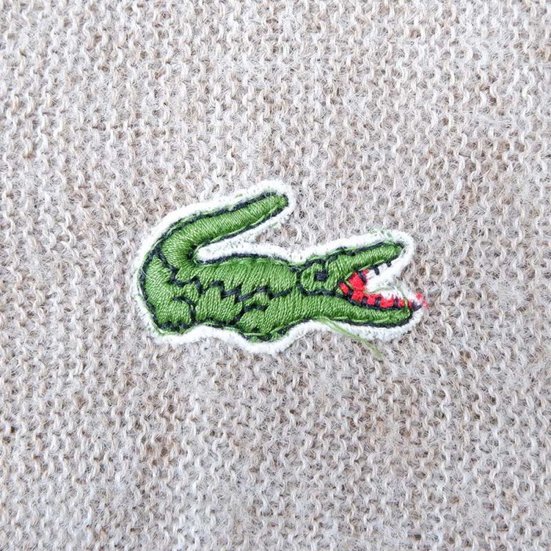 80's IZOD LACOSTE アクリルカーディガン "BEIGE / 糸巻きタグ