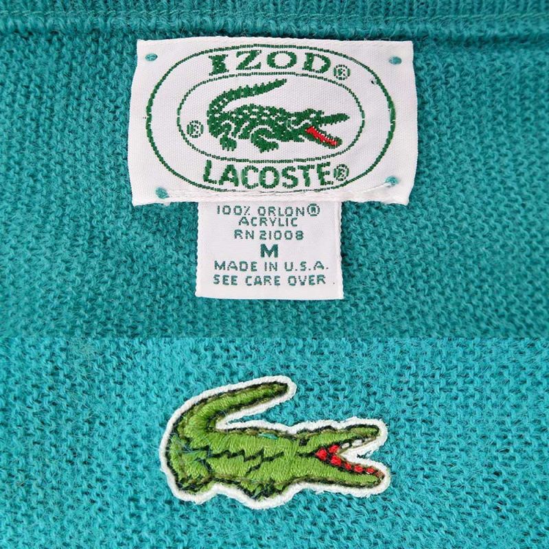 80's IZOD LACOSTE Vネック アクリルニット 