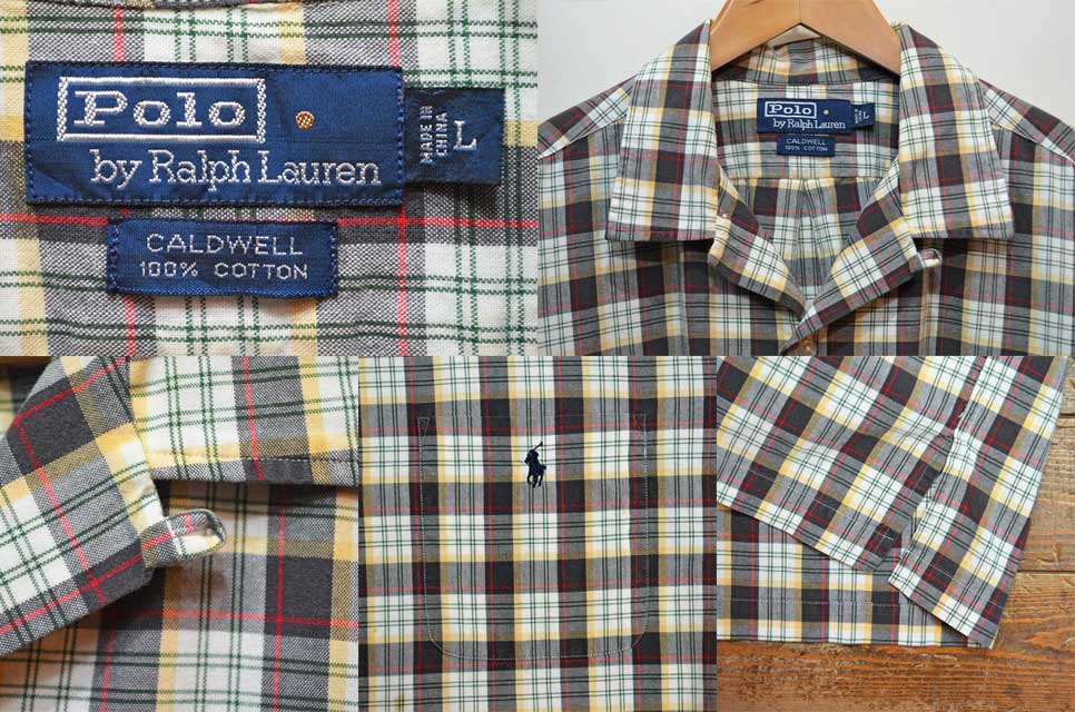 90's POLO Ralph Lauren チェック柄 S/S オープンカラーシャツ 
