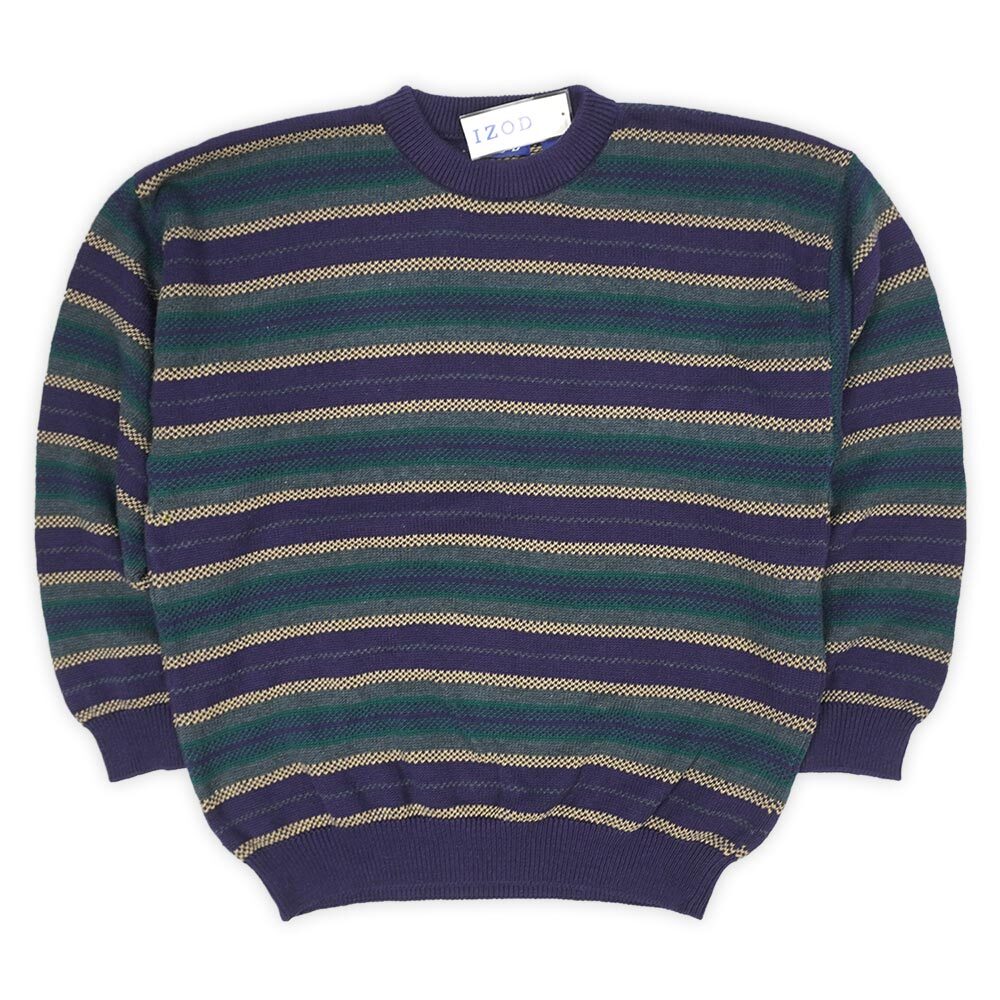 90-00's IZOD マルチボーダー柄 コットンニット 
