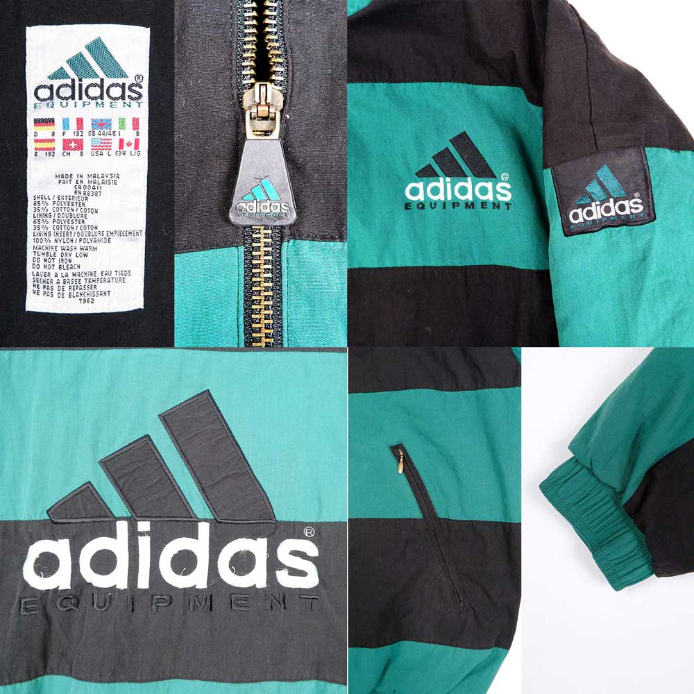 90's adidas EQUIPMENT ワイドボーダー柄 ブルゾンmot01031602003246 ...